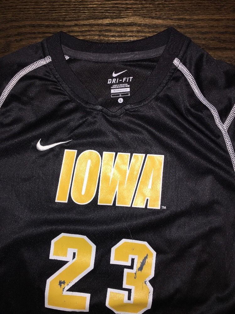 University of Iowa Hawkeyes Game Worn Soccer Jersey Used Black 23 Nike