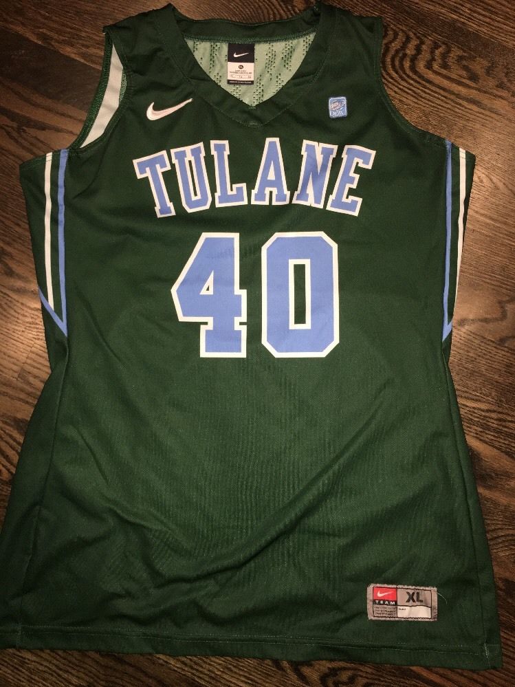 Game Worn Tulane Green Wave Basketball Jersey Used Nike Womens 40 Size