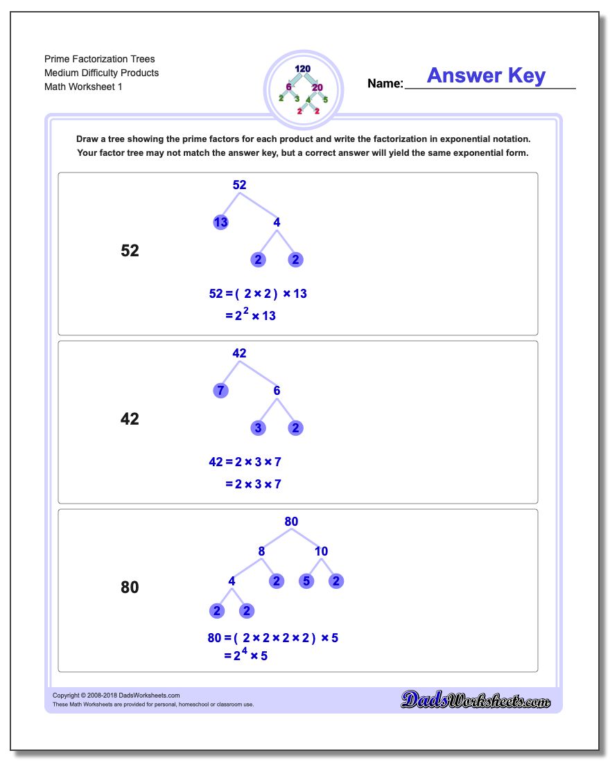 30 Prime Factor Trees Worksheet Notutahituq Worksheet Information