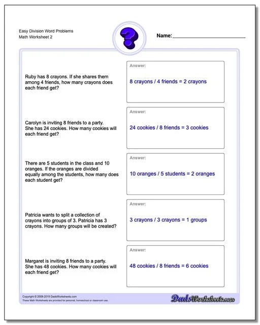 Word Problems Division Word Problems