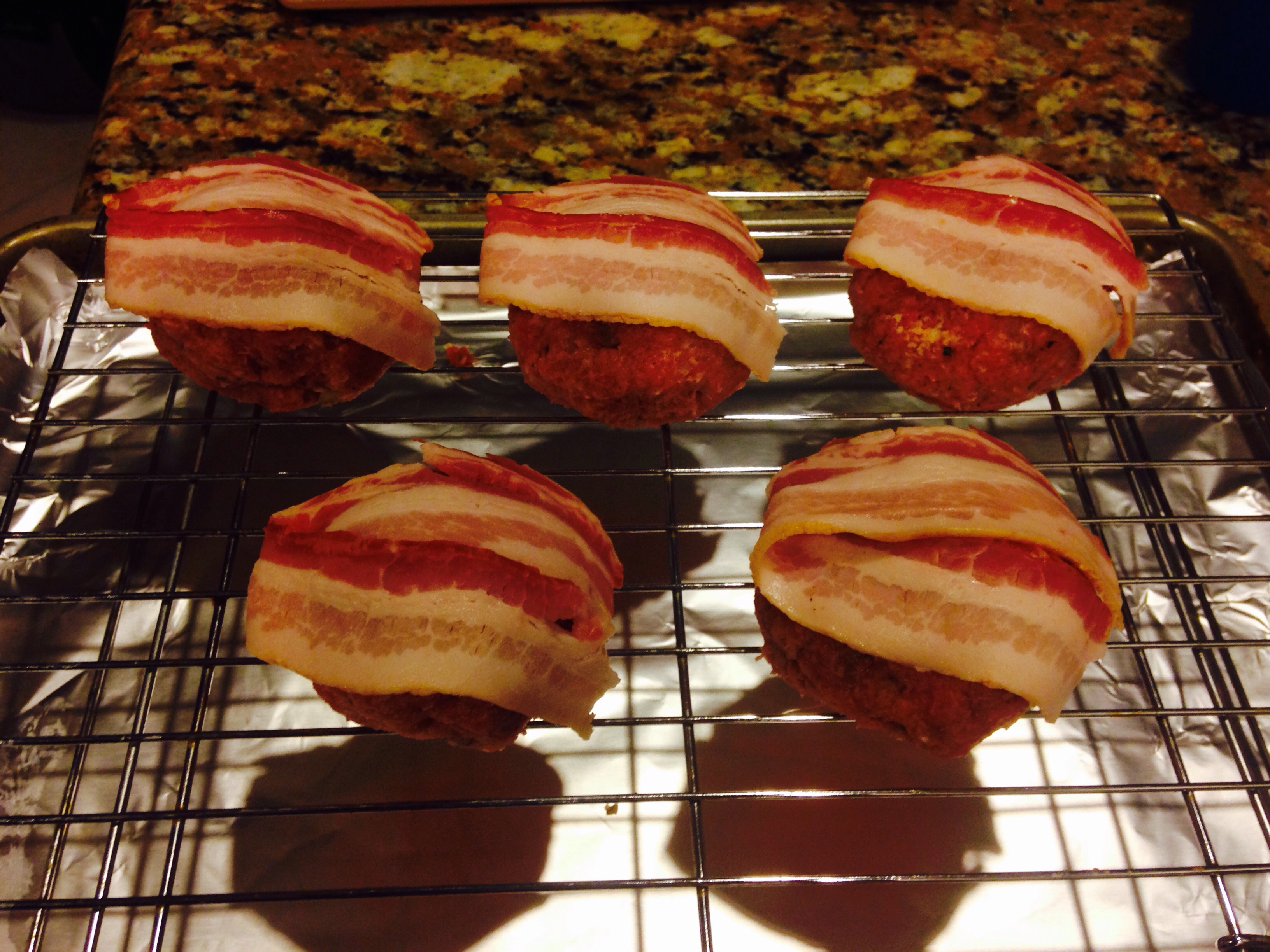 Bacon Wrapped Turkey Meatloaf with Gouda Grits and Baked Asparagus