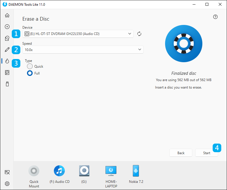 Erase a Disc DAEMON Tools Lite Help