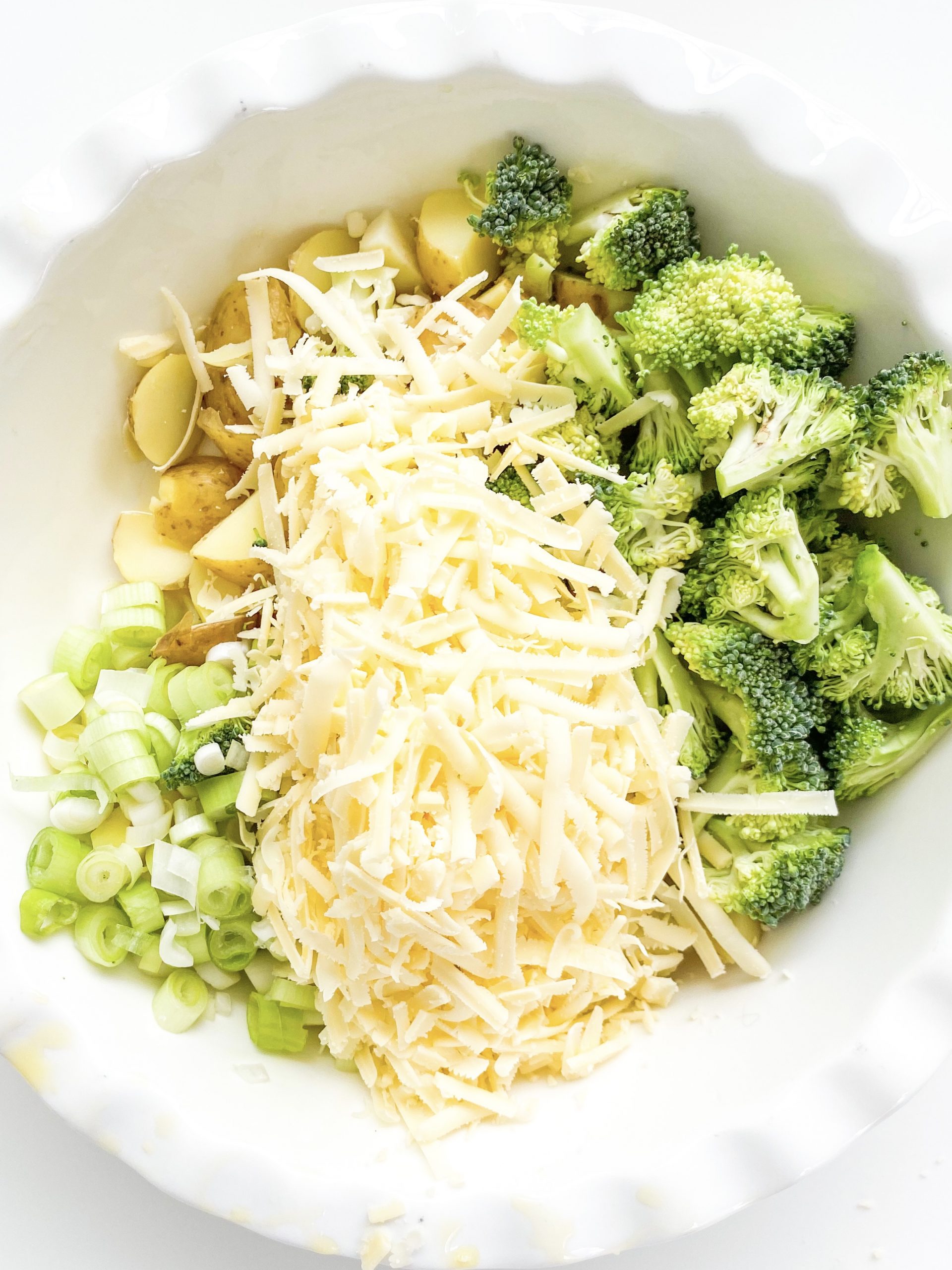 Baked Broccoli and New Potato Frittata with Cheddar Cheese Daffodil