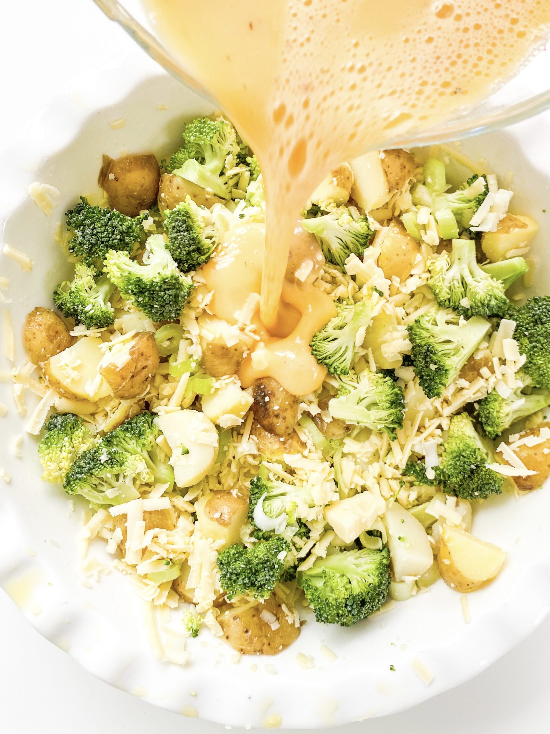 Baked Broccoli and New Potato Frittata with Cheddar Cheese Daffodil