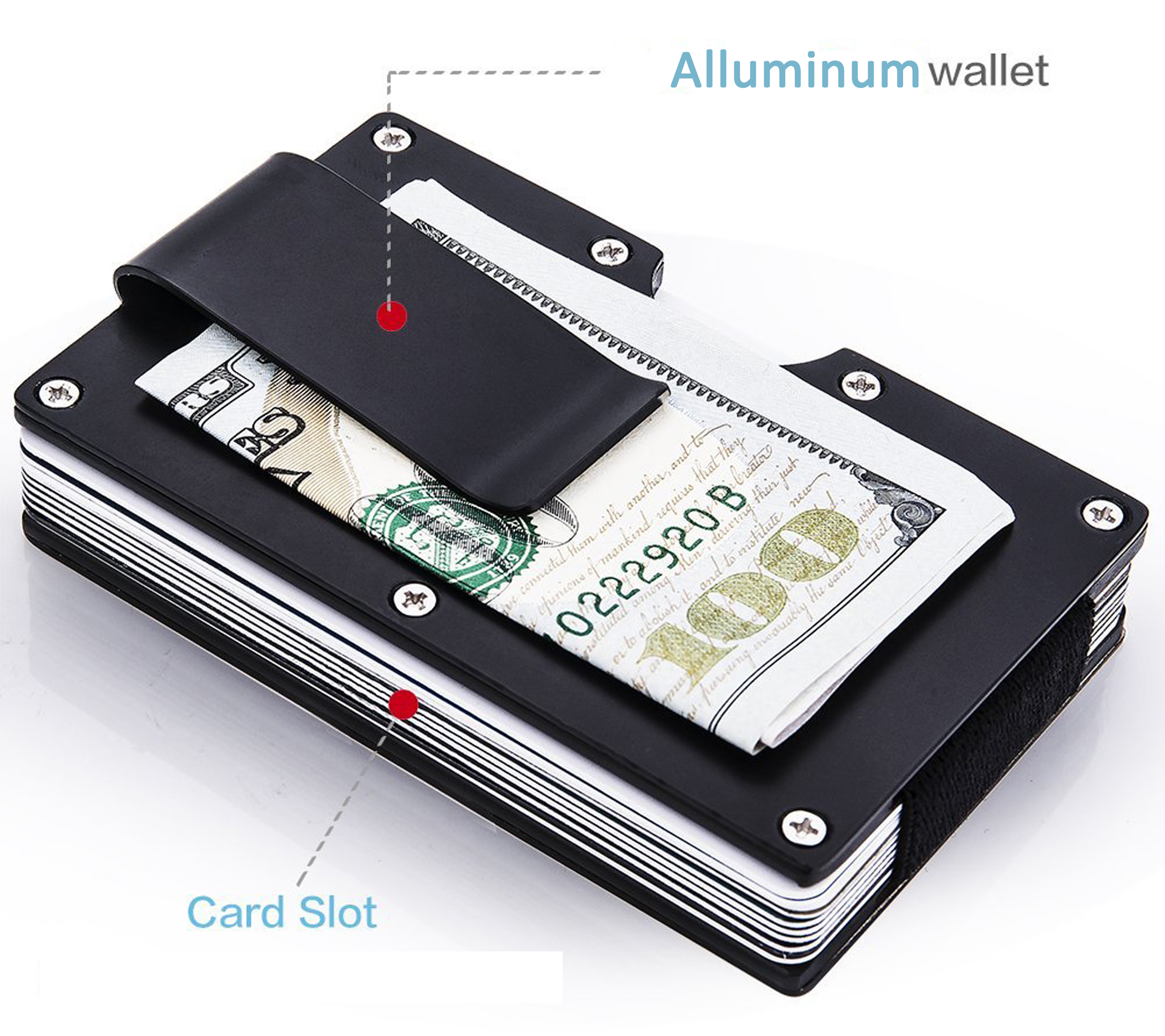 Dahsha Slim RFID Blocking metal wallet aluminum Credit card holder with