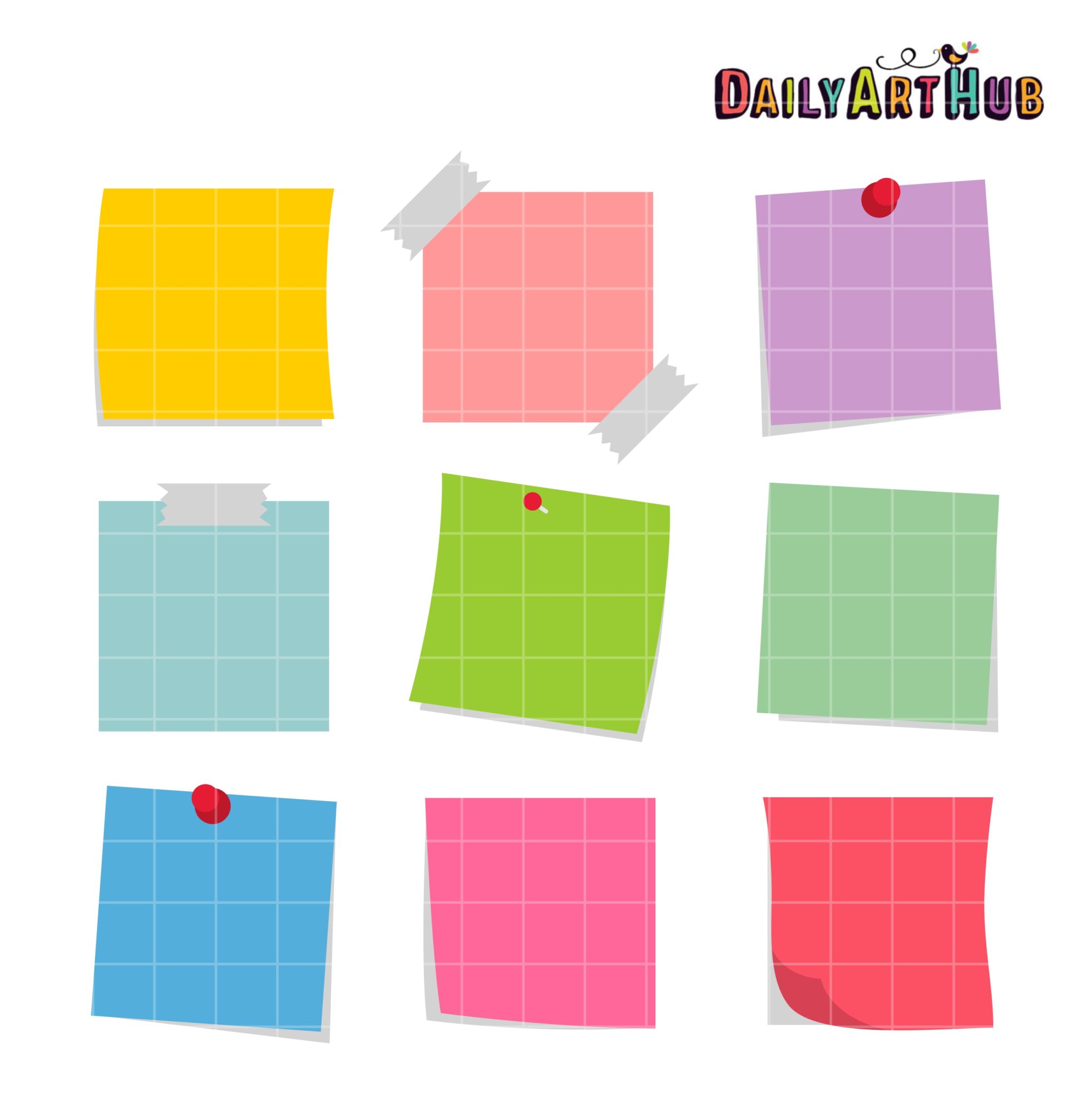 Sticky Notes Clip Art Set Daily Art Hub // Graphics, Alphabets & SVG