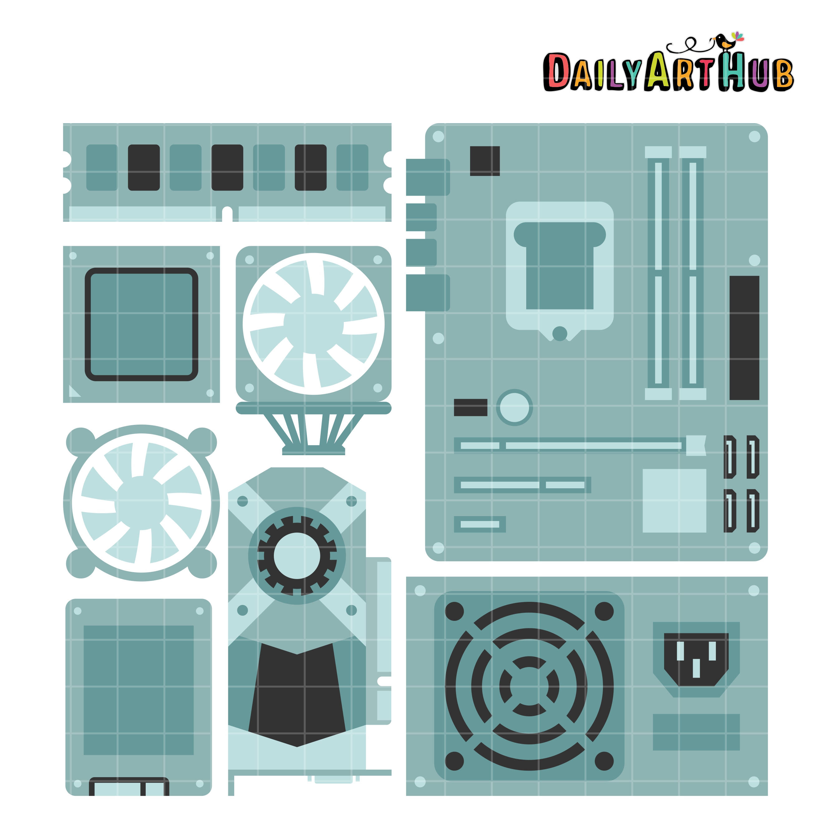 Computer Parts Clip Art Set Daily Art Hub Free Clip Art Everyday