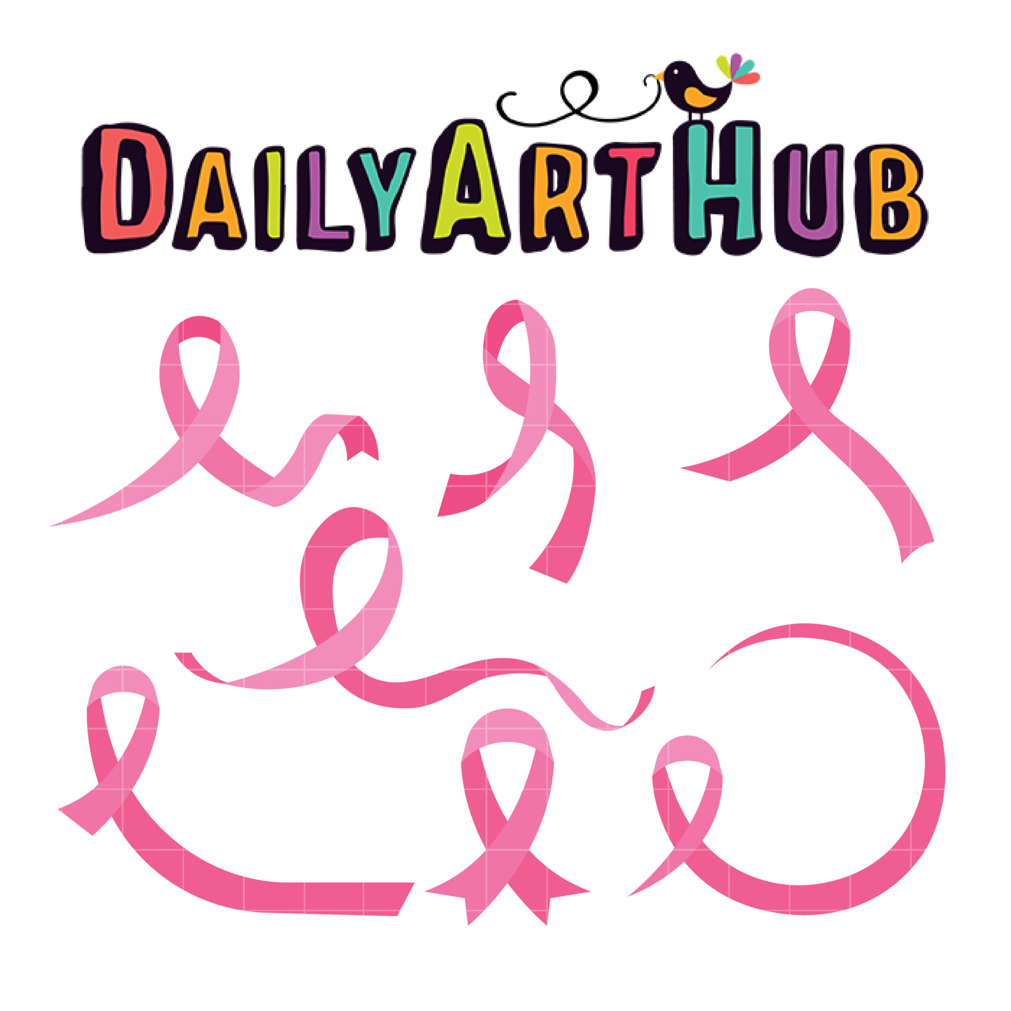 Pink Ribbons Clip Art Set Daily Art Hub // Graphics, Alphabets & SVG