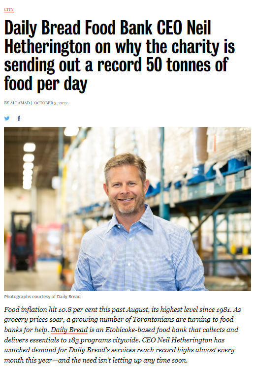 Daily Bread Food Bank Featured in Toronto Life Blog Daily Bread