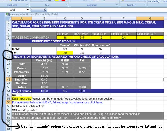 Download Microsoft Excel spreadsheets for ice cream recipes