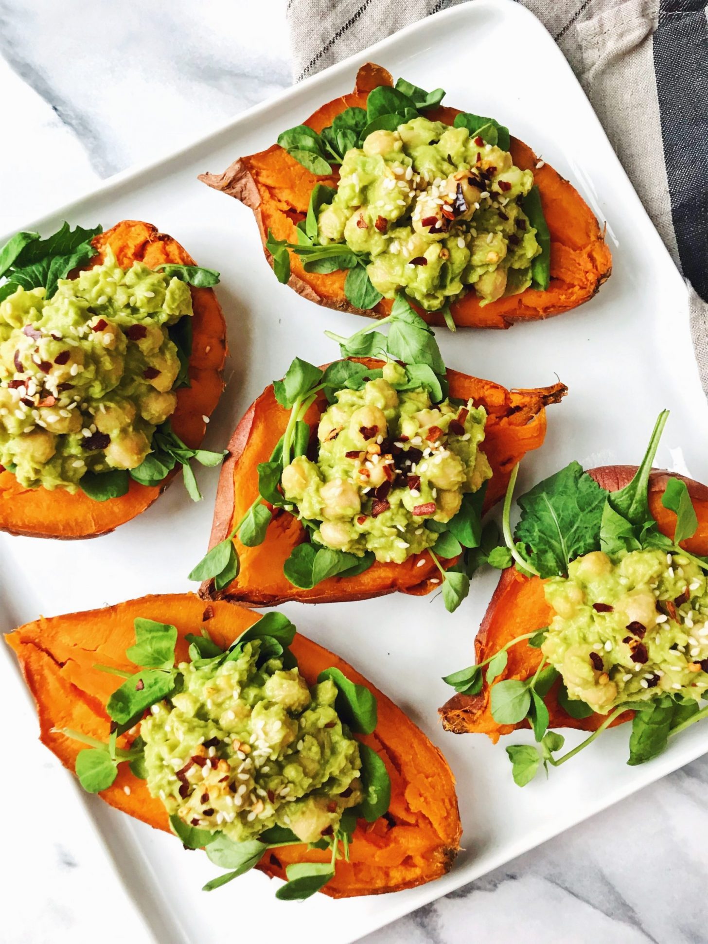 Chickpea + Avocado Stuffed Sweet Potatoes (Vegan, Gluten Free) • Daisybeet