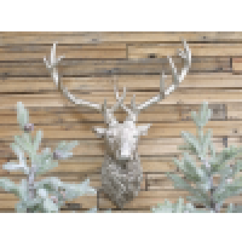 Animals Silver Grey Resin Stag Head Wall Art