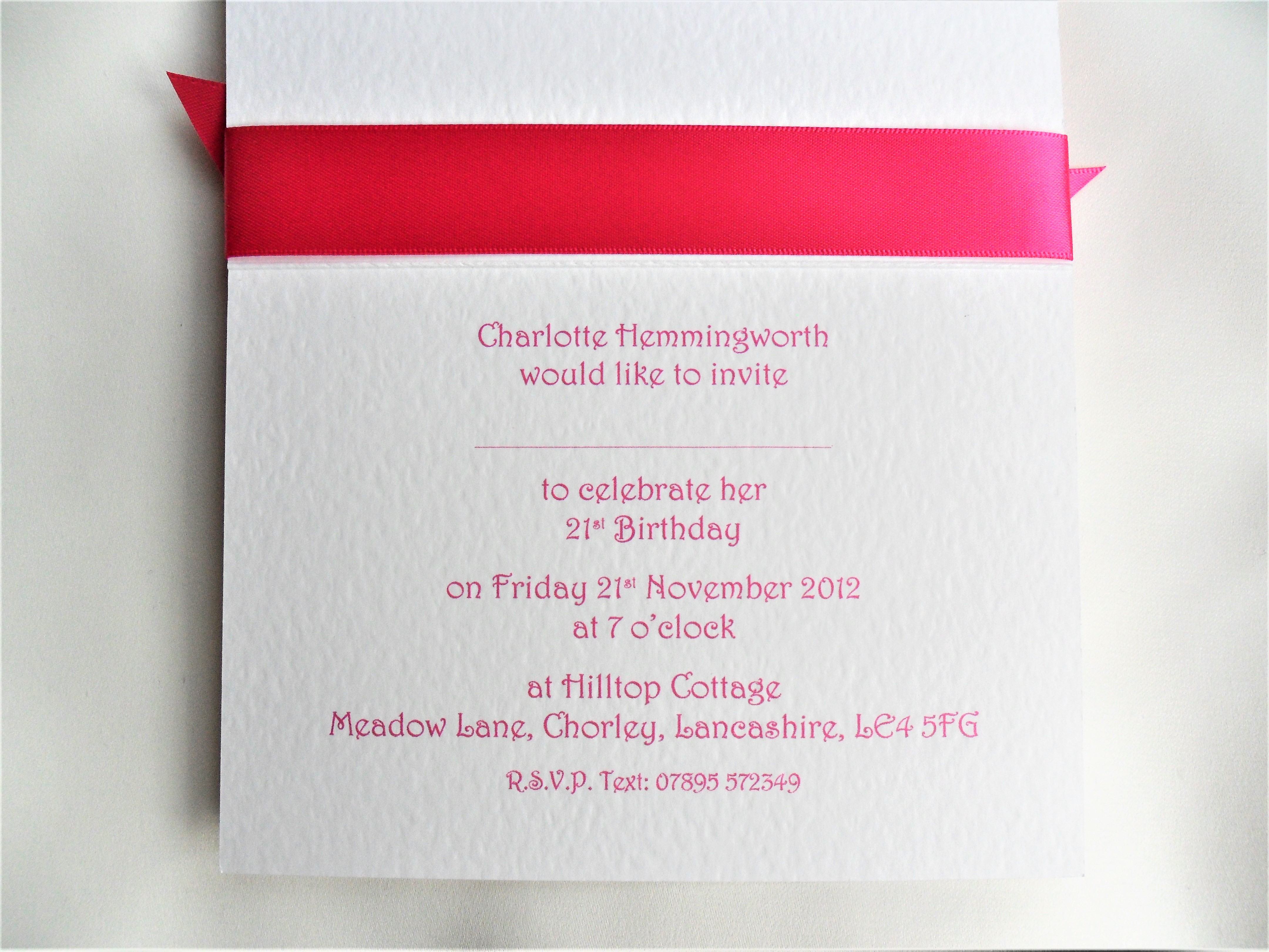 Top Ribbon Birthday Invitations £1 each Party Invites for quick delivery