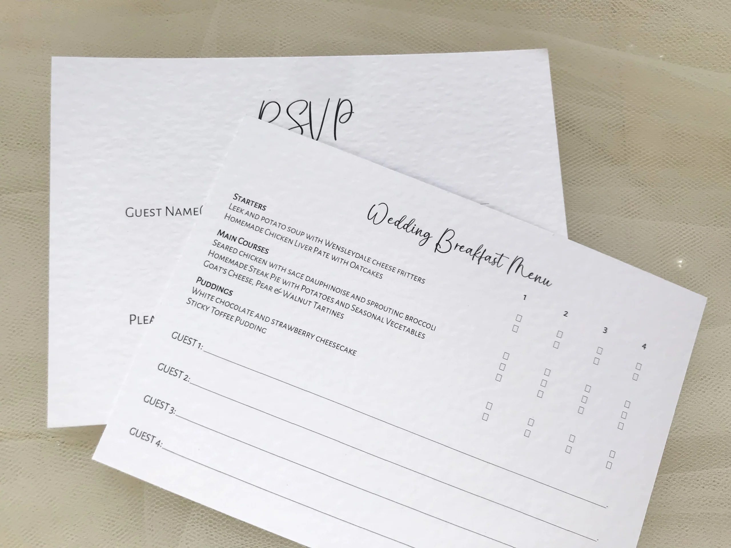 Elegance RSVP Cards with Envelopes Wedding Invitations