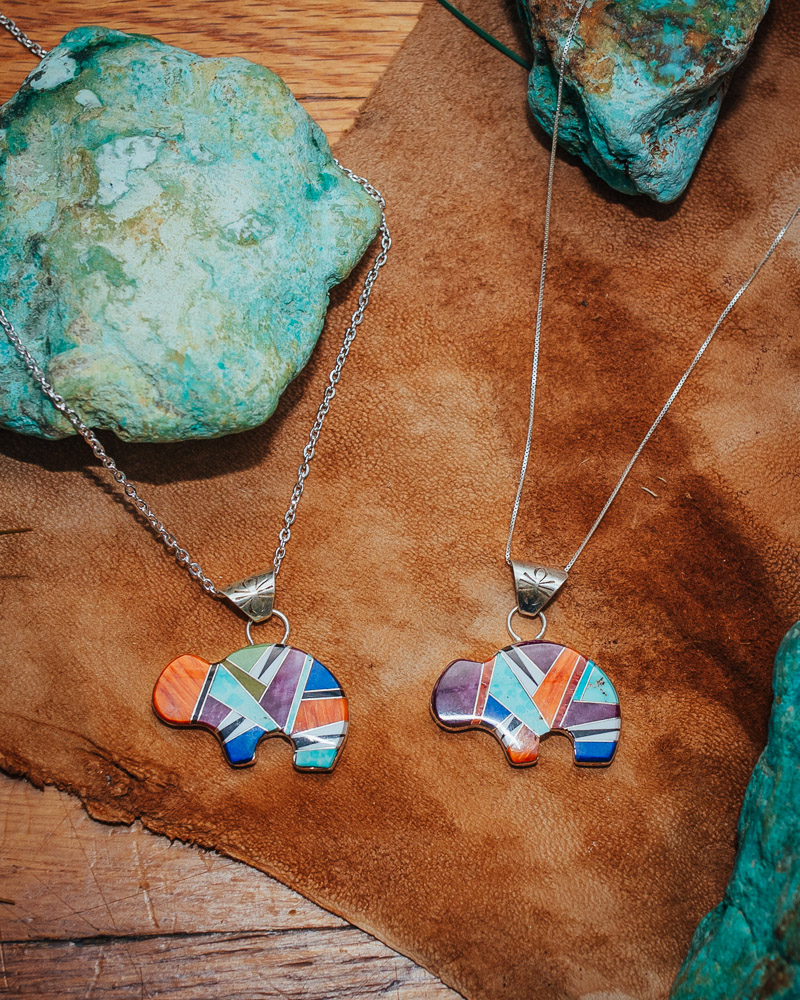 Zuni Bear Necklace Native American Turquoise Jewelry Dakota Sky Stone