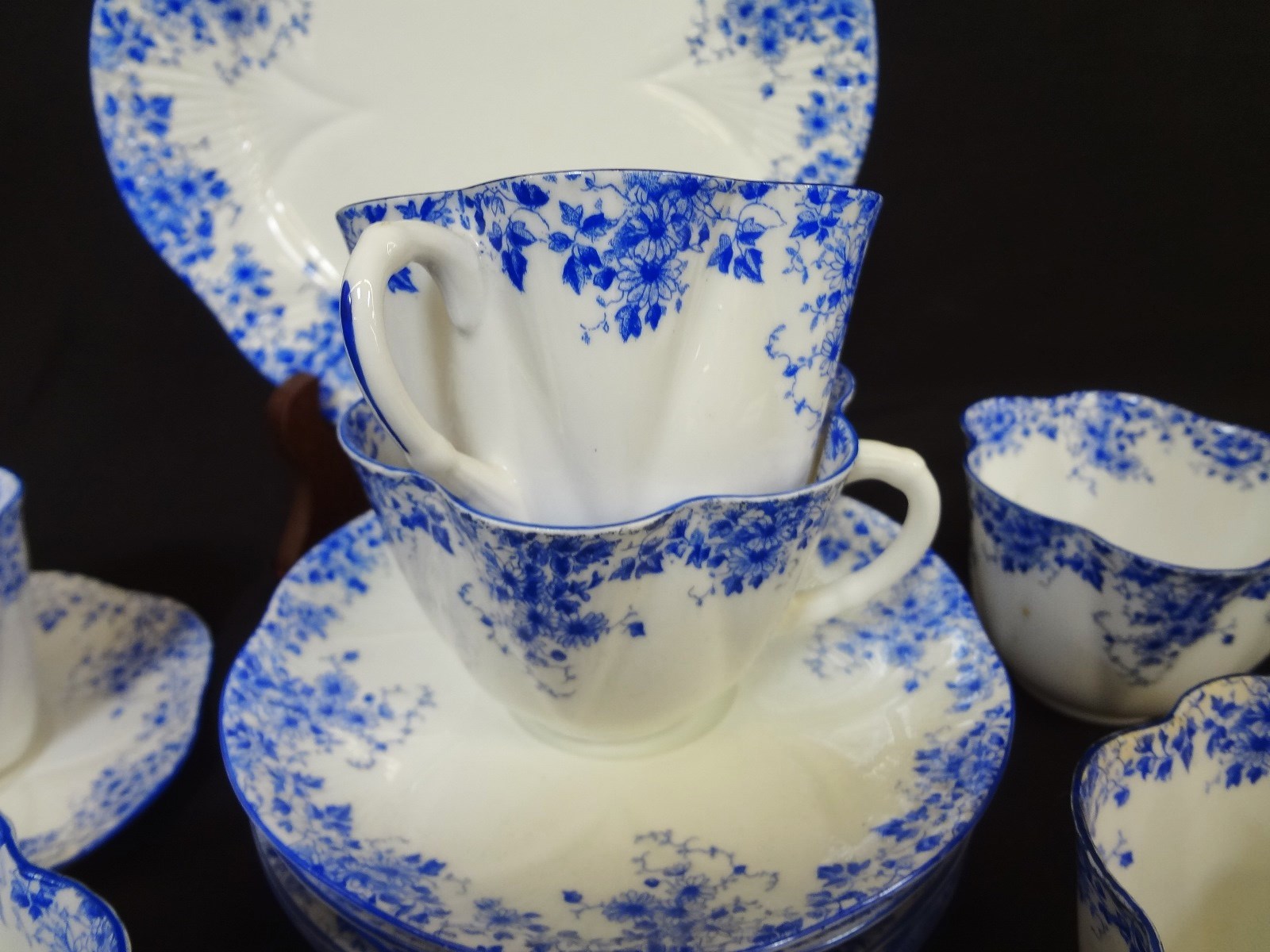 Lot Detail Shelley Bone China "Dainty Blue" Tea Cups and Saucers