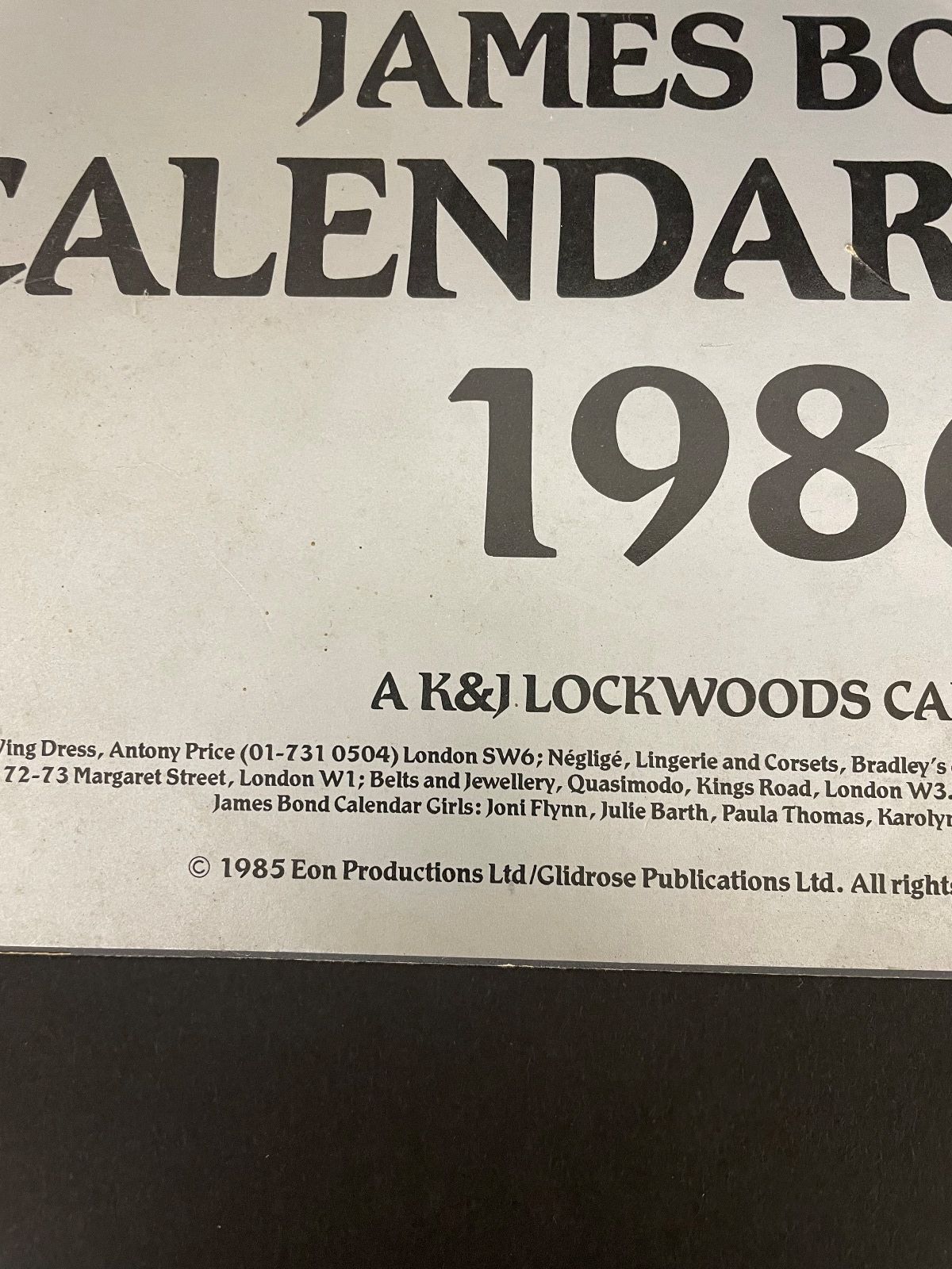 Lot Detail 1986 James Bond Girls Calendar Eon Productions