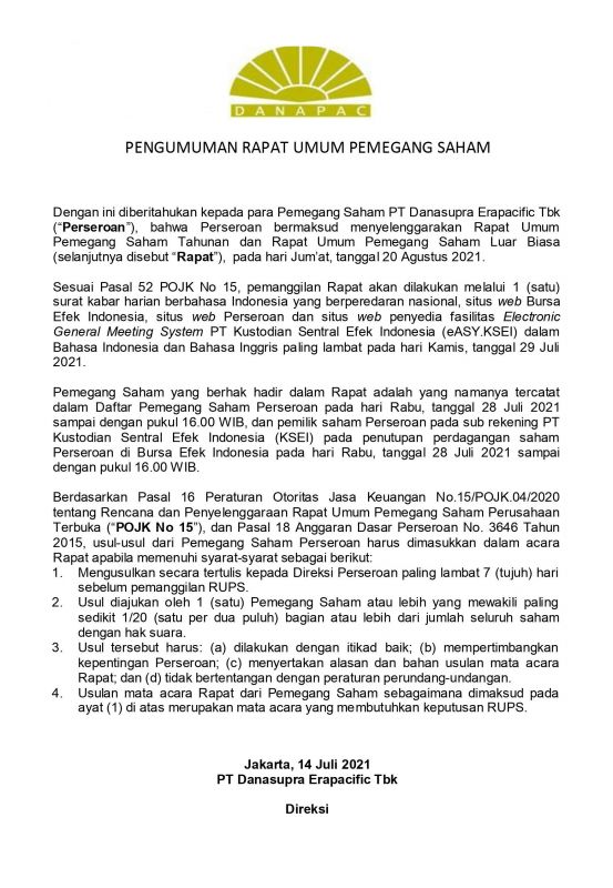 Financial Statements DANASUPRA