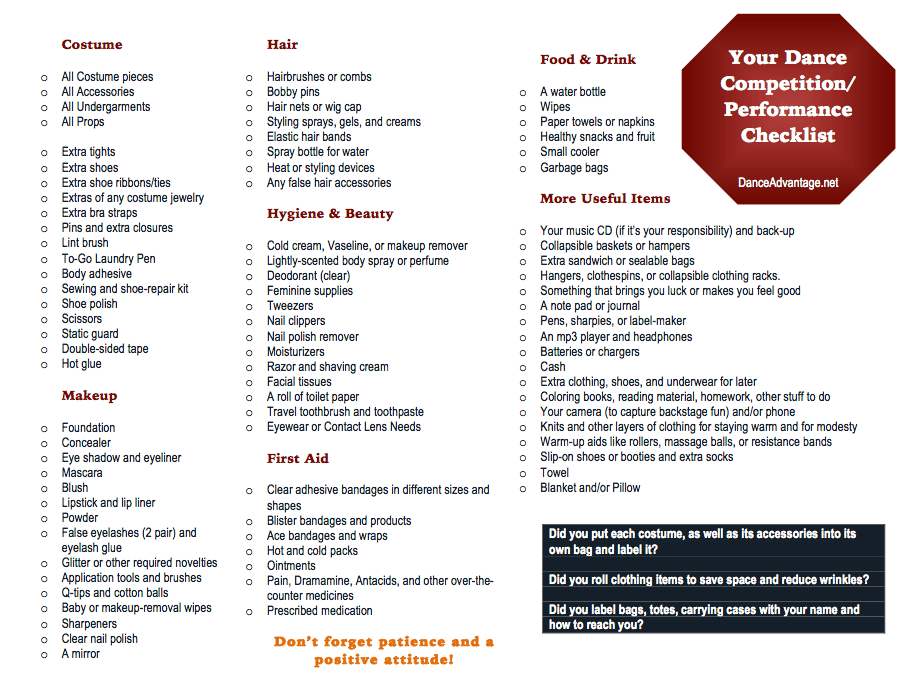 Dance Mom Musts for a First Competition