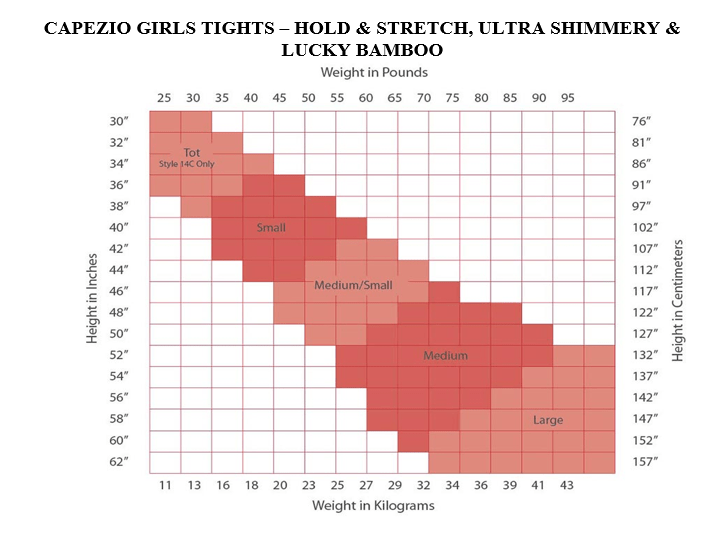 CAPEZIO SIZE CHART – Dancewear by Lana