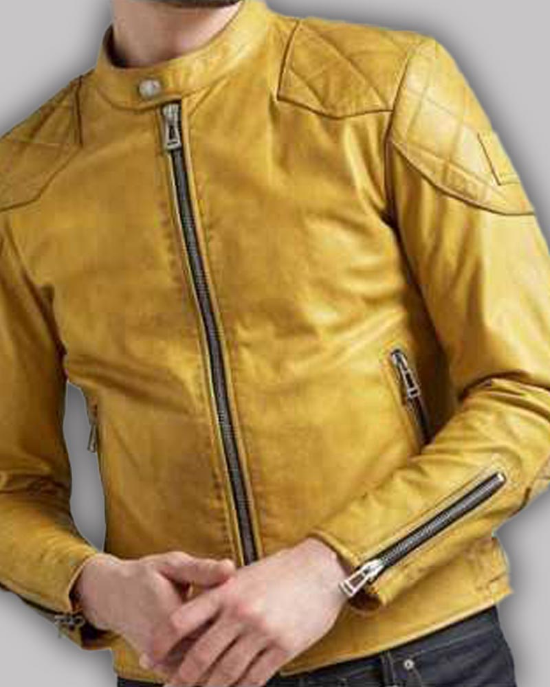 Yellow Leather Jacket Men