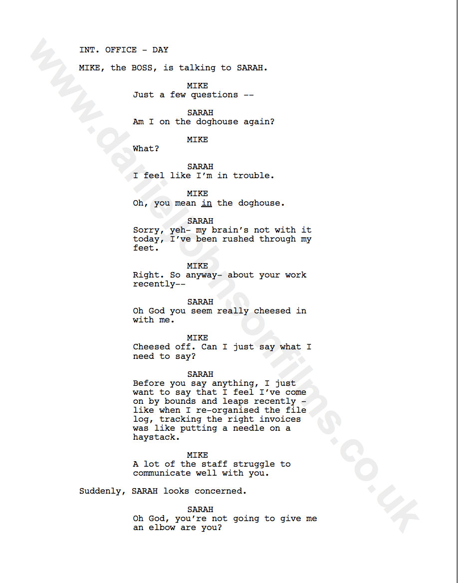 Showreel Script Ideas Daniel Johnson
