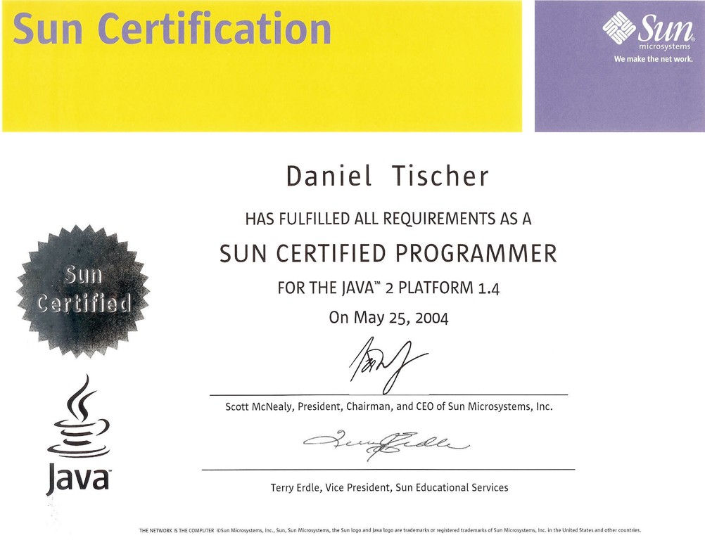 Certification Daniel TISCHER