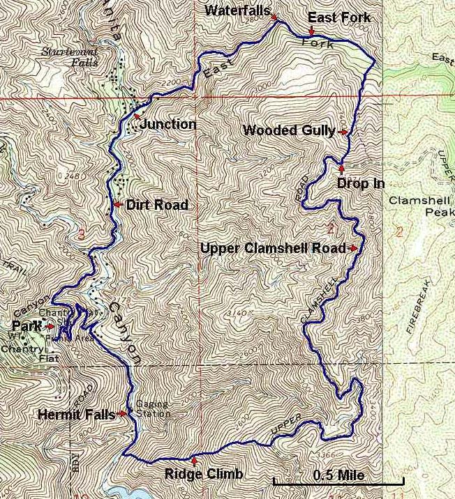 East Fork Trail Map East Fork of Santa Anita Canyon Map