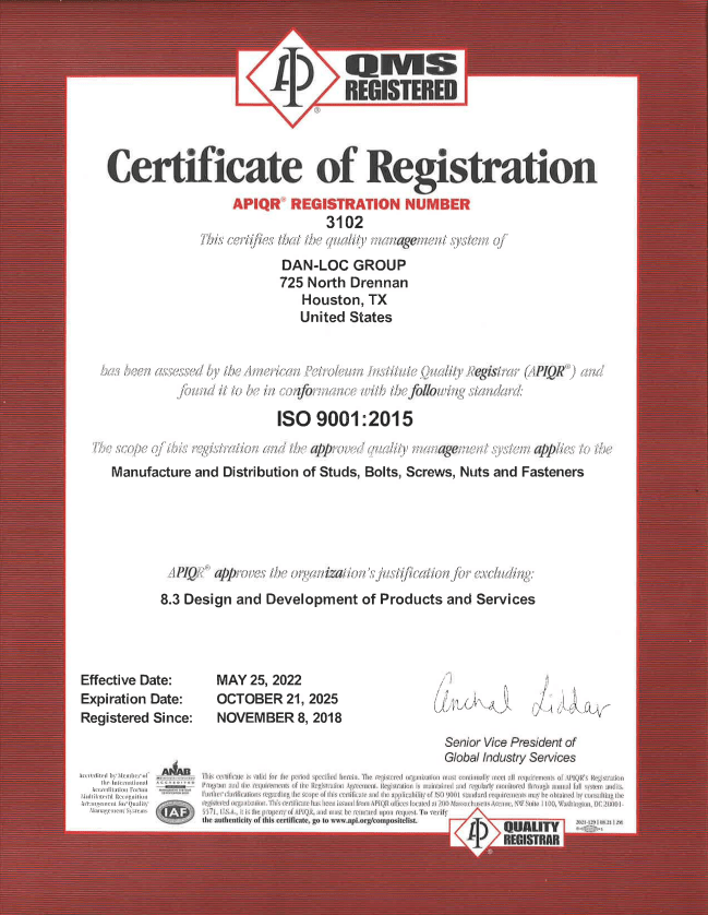 DANLOC Capabilities, Quality and Industry Certifications