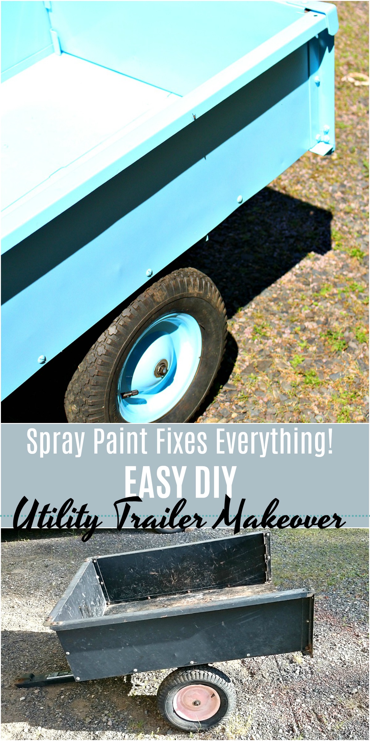 A Cute, Blue Utility Trailer Makeover Dans le Lakehouse