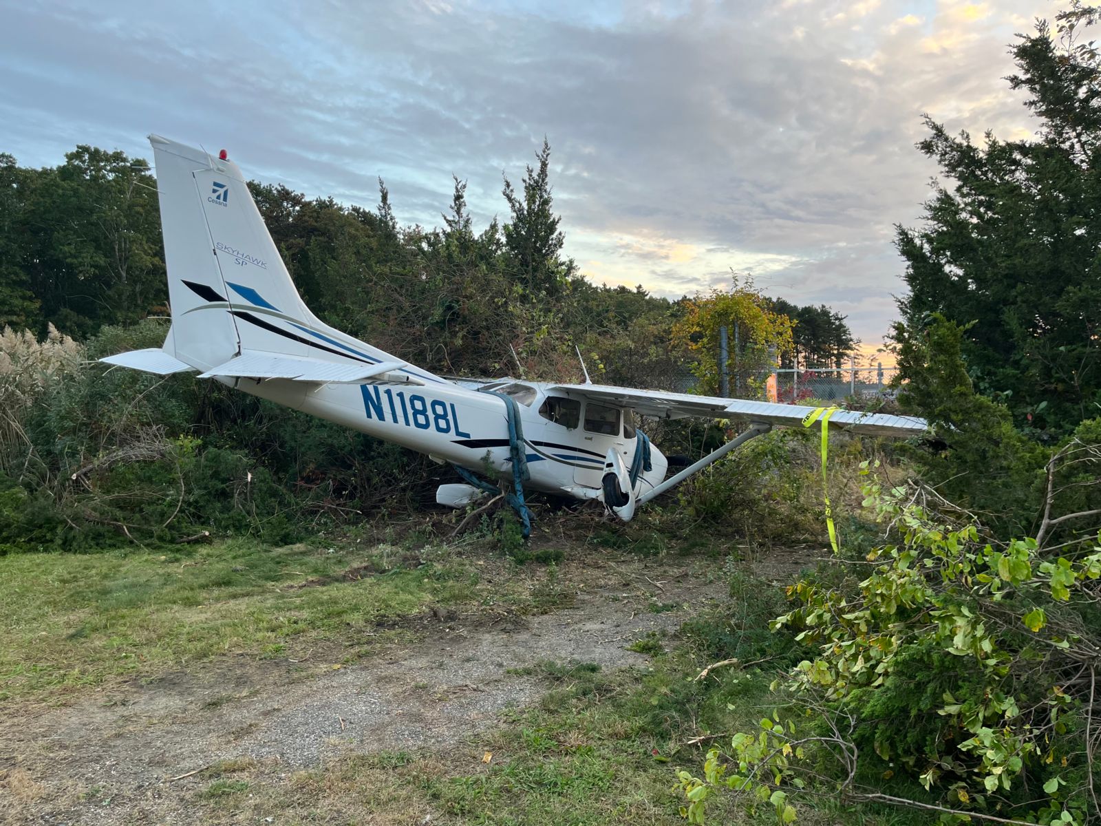 Small Plane Crash Lands in East Quogue Shrubs
