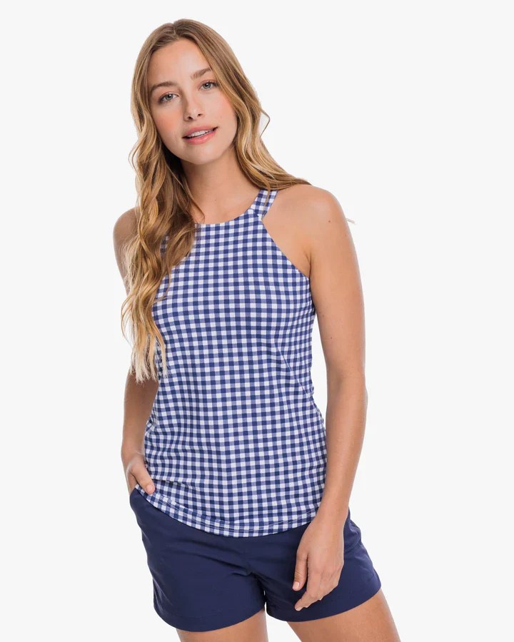 Southern Tide Jennifer Gingham Performance Tank Nautical Navy Dan's