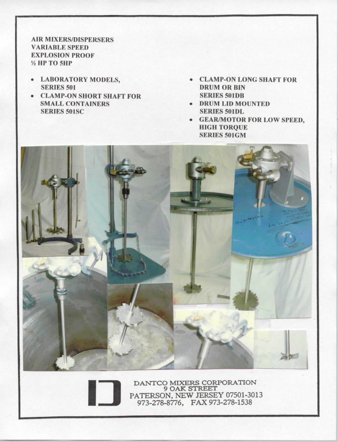Dantco Series 501 Lab Air Mixers/Dispersers/Agitators Variable Speed