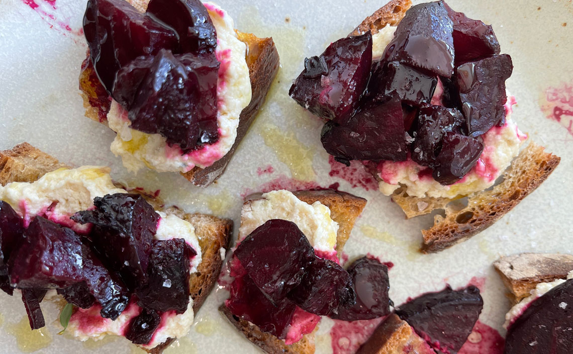 Beet & Goat Cheese Crostini Daphne Oz