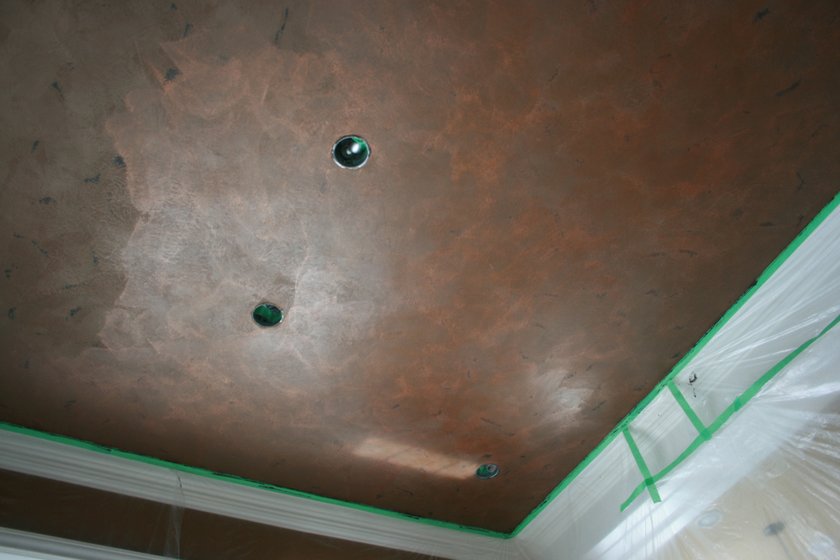 Metallic Bronze & Copper Distressed Ceiling