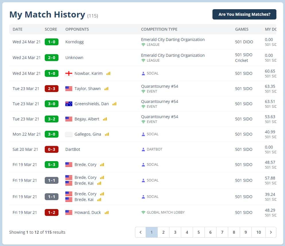 Find Every Match You’ve Ever Played DartConnect