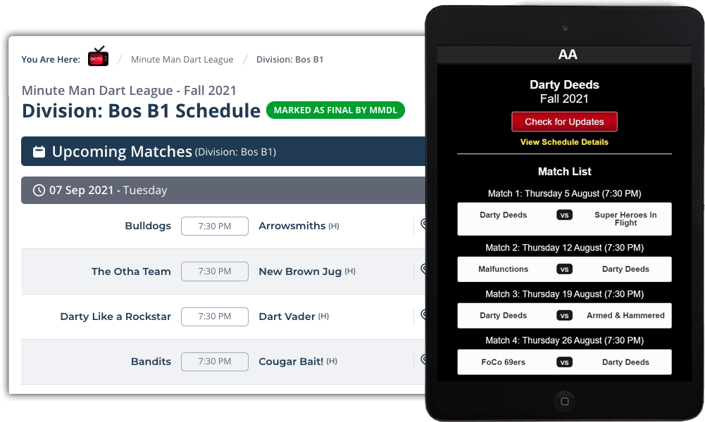 Match Schedules & Fixtures DartConnect