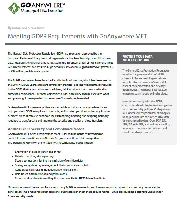 Meeting GDPR Requirements