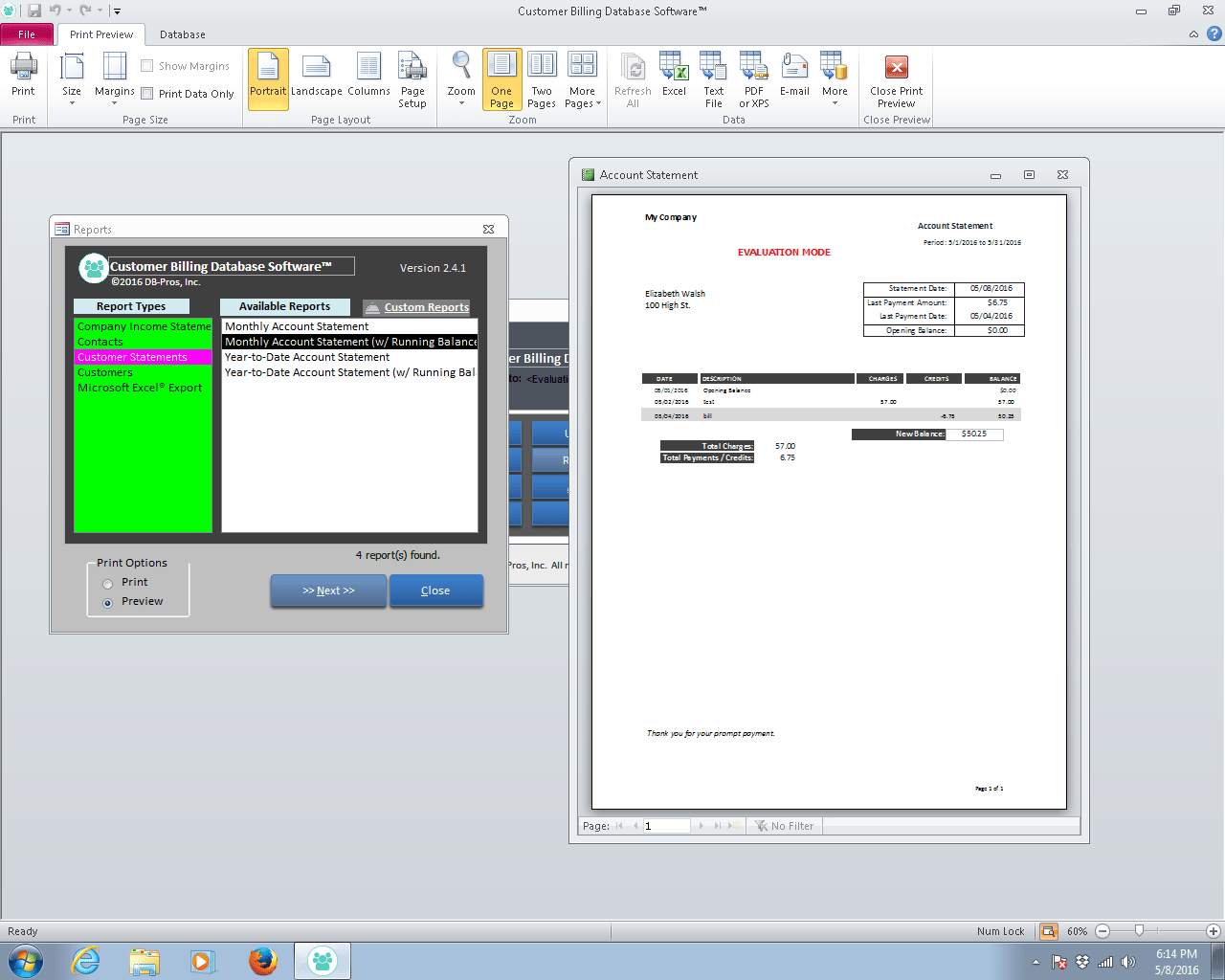 Customer Accounting and Billing Statements Software for Windows and Cloud