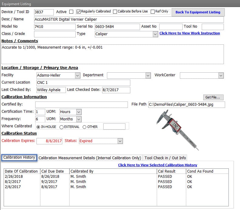 SimpleManufacturing™ Calibrated Device Information and Details
