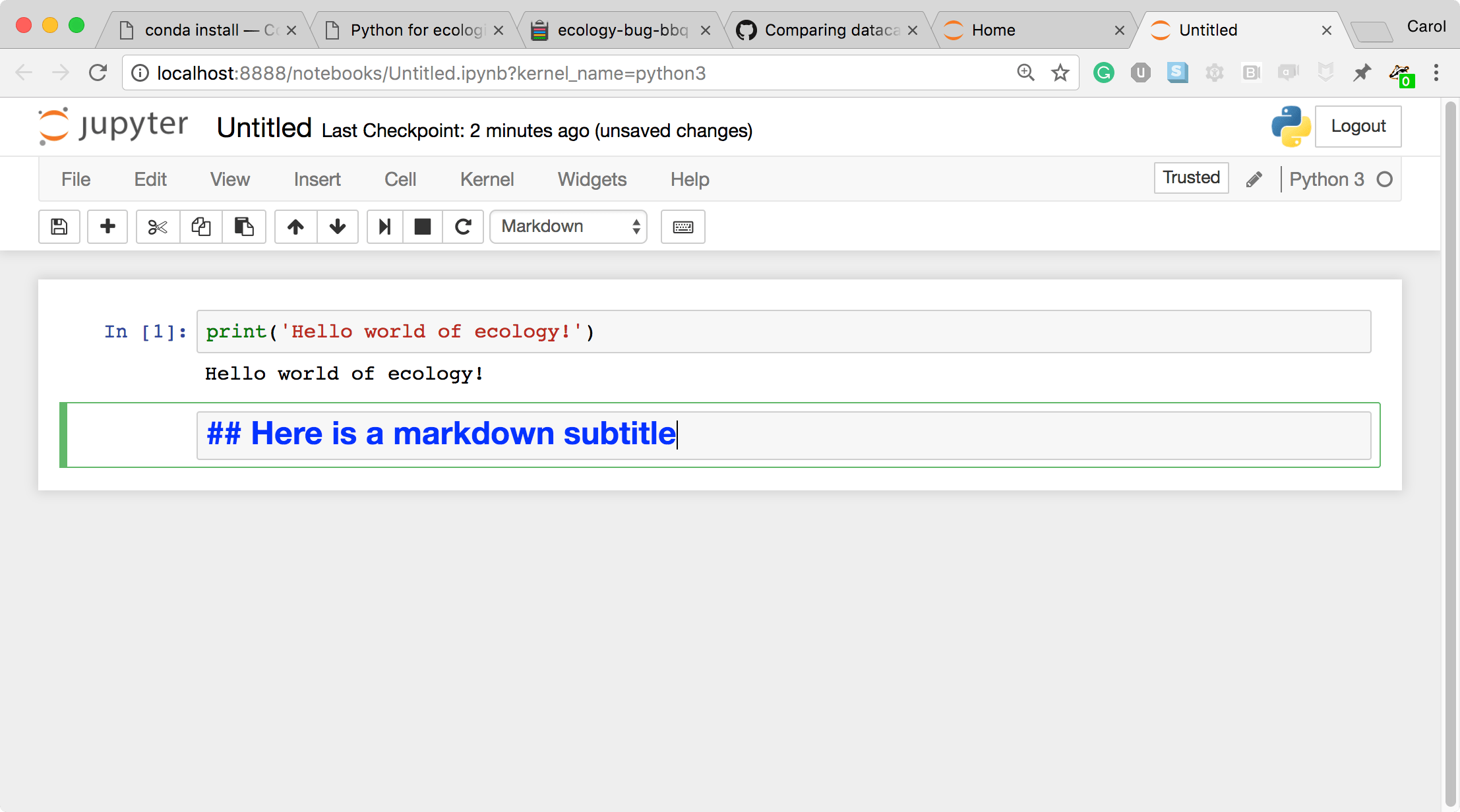 Python for Ecologists Overview of Jupyter Notebooks