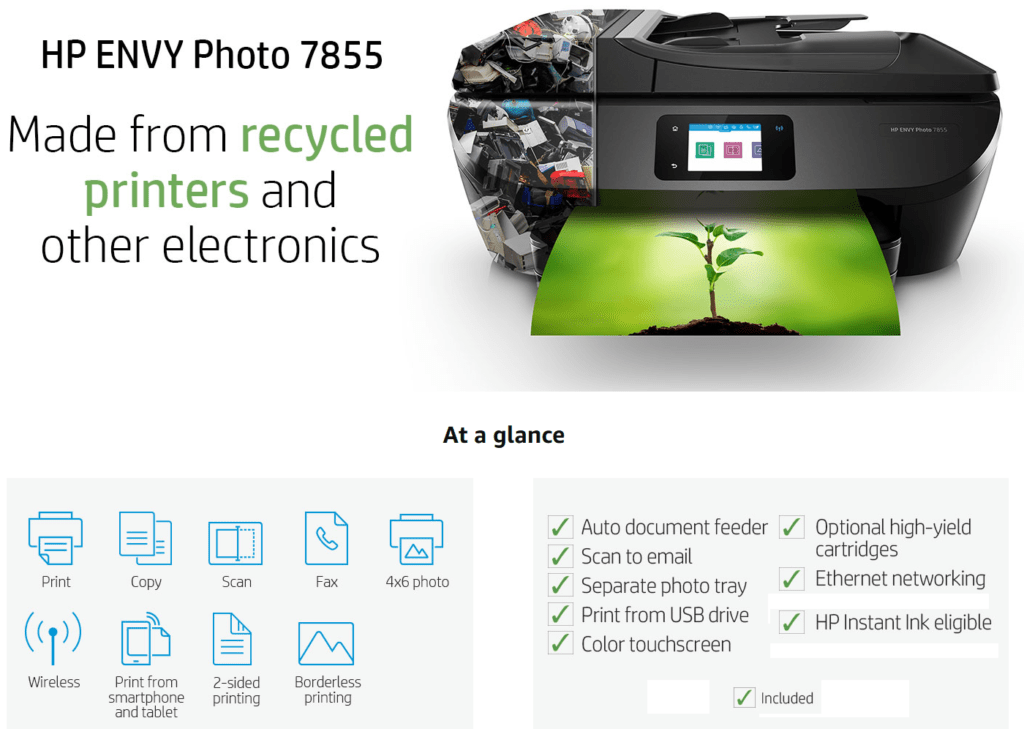 HP Envy Photo 7855 AllInOne InkJet Printer Data Got Junk