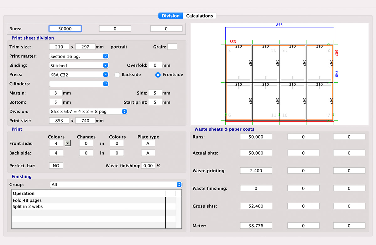 Flexorotational Print Calculation