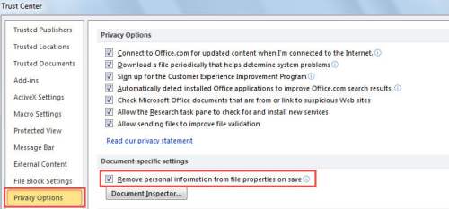 change privacy options