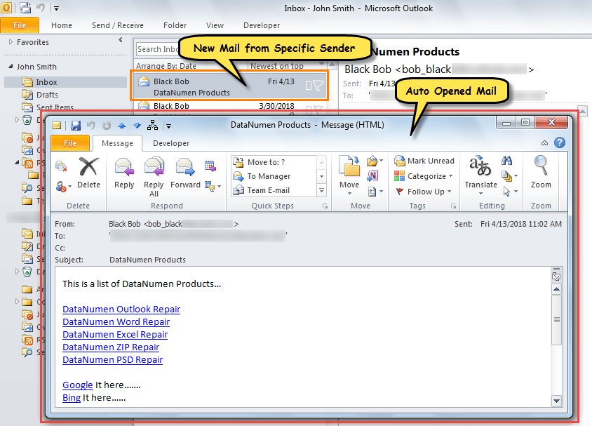 How to Auto Open All Emails from Specific Persons in Outlook