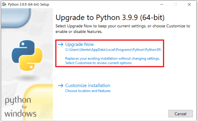 Python install on windows with cmd