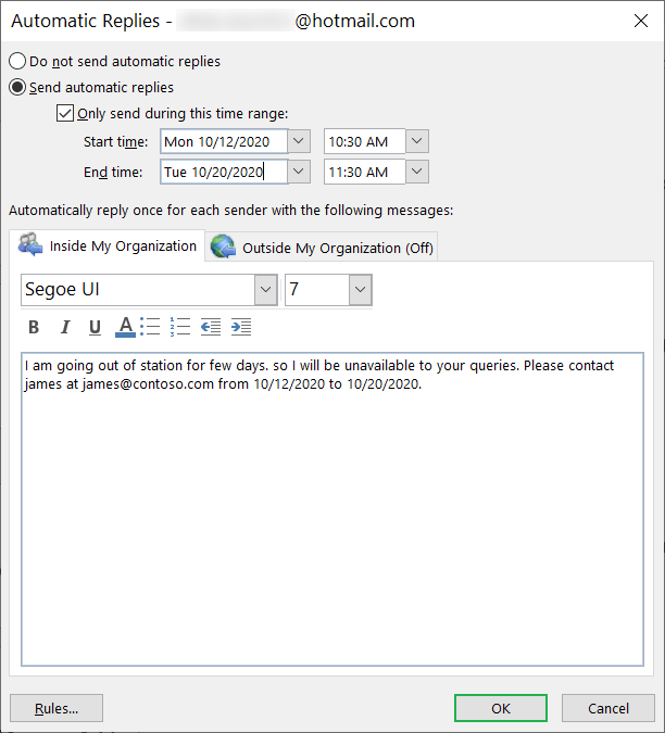 Set Up Automatic Replies in Outlook (Out of Office)
