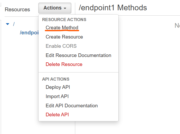 How to define mulitple endpoints in one API using AWS API gateway