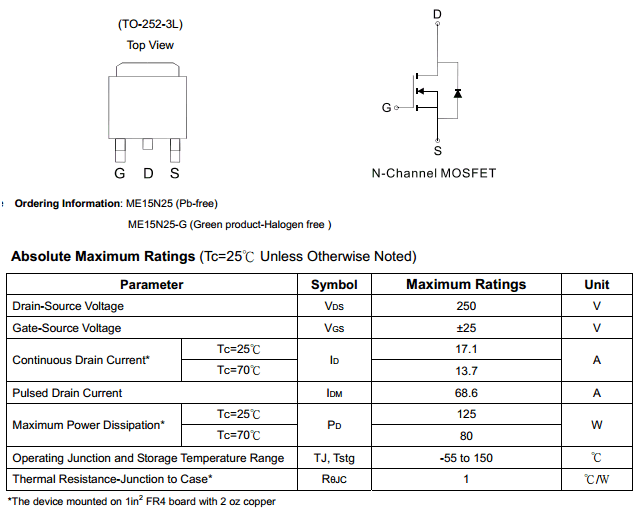 MDD14N25 Datasheet 14N25 PDF Nch 250V MOSFET