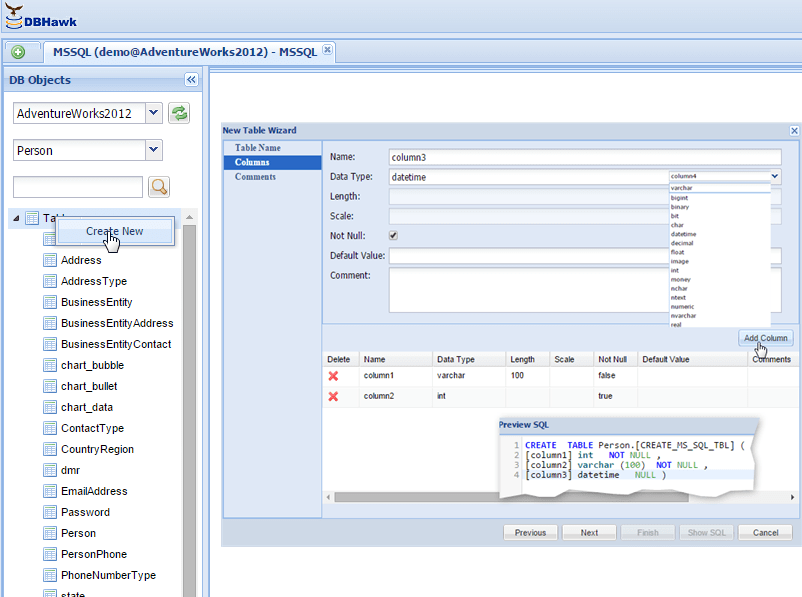 How To Create Data Table In Sql Server